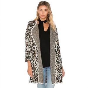 Joie Berit Leopard Print Cardigan Sweater Women’s size S Wool Mohair